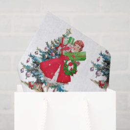 1950年のクリスマスのヴィンテージレディ 薄葉紙