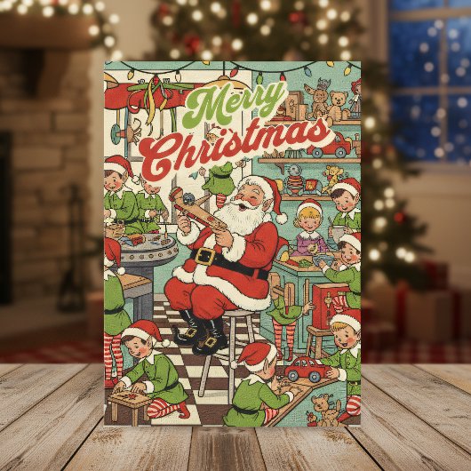 1950年のクリスマスカード - ビンテージサンタとエルフ シーズンカード