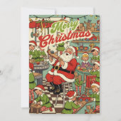 1950年のクリスマスカード - ビンテージサンタとエルフ シーズンカード (正面)