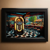 1950年のジュークボックス付きダイナー ポスター