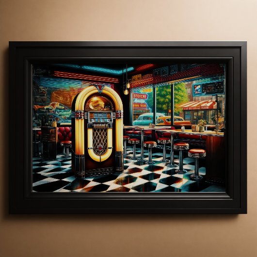 1950年のジュークボックス付きダイナー ポスター