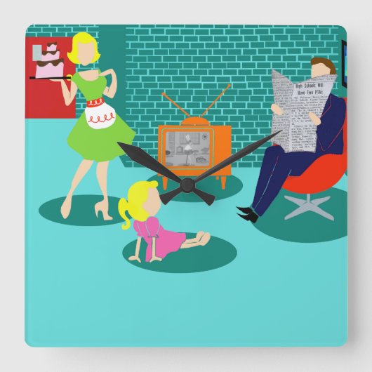 1950年のテレビクラシック壁時計 スクエア壁時計 (正面)