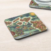 1950年のドール地図 ハワイ ジョセフ・フェアー 油彩画 コースター (左側)