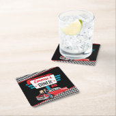 1950年のレトロダイナーブラック/レッドバースデーパーティー スクエアペーパーコースター (インサイチュ)