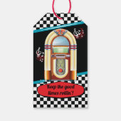 1950年のレトロダイナー誕生日パーティレッドティール(緑がかった色)のお願い ギフトタグ (裏面)