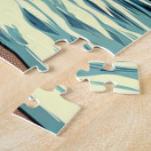 1950年のレトロ女性がビーチに座る ジグソーパズル (側面)