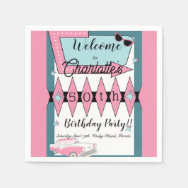 1950年のレトロ誕生日 スタンダードカクテルナプキン