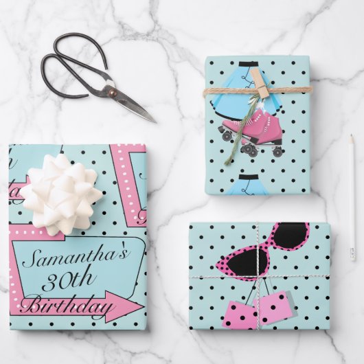 1950年のレトロ誕生日 ラッピングペーパーシート (正面)