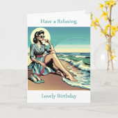 1950年のレトロ |楽しむ夏 |誕生日 カード (黄色い花)