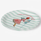 1950年のヴィンテージの女性と聖降誕祭の挨拶 ペーパープレート (アングル)