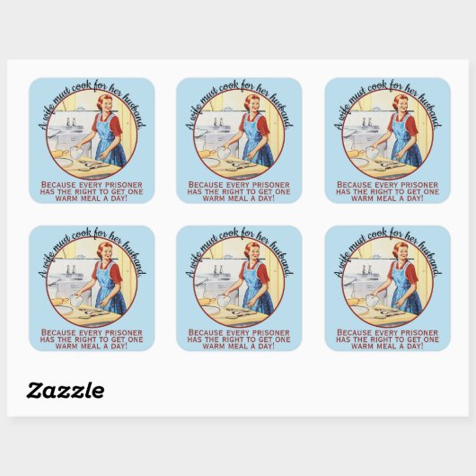 1950年のヴィンテージ妻おもしろいは夫のために調理師しなければならない スクエアシール (シート)