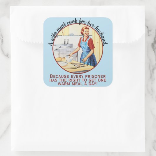 1950年のヴィンテージ妻おもしろいは夫のために調理師しなければならない スクエアシール (バッグ)