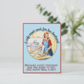 1950年のヴィンテージ妻おもしろいは夫のために調理師しなければならない ポストカード (スタンド正面)