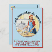 1950年のヴィンテージ妻おもしろいは夫のために調理師しなければならない ポストカード (正面/裏面)