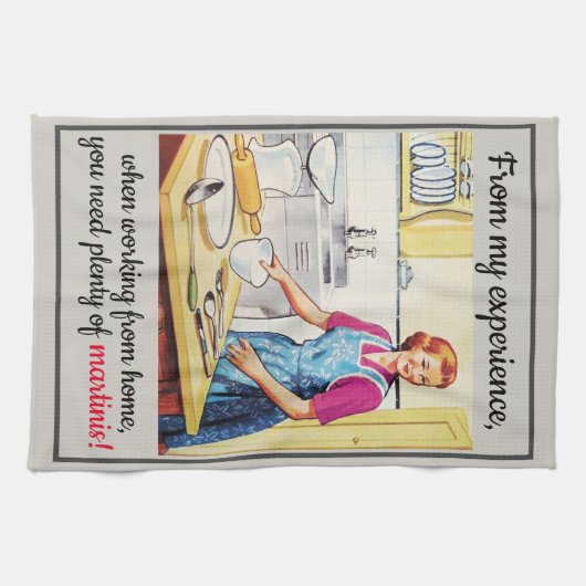 1950年の主婦ヴィンテージおもしろいニーズMartinis キッチンタオル (横)