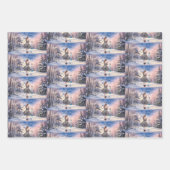 1950年の女性と蝶のクリスマスグリーティング ラッピングペーパーシート (正面2)