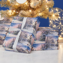 1950年の女性と蝶のクリスマスグリーティング ラッピングペーパー