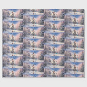 1950年の女性と蝶のクリスマスグリーティング ラッピングペーパー (フラット)