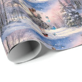 1950年の女性と蝶のクリスマスグリーティング ラッピングペーパー (ロールコーナー)