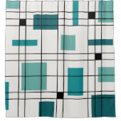 1950年の抽象芸術アートティール(緑がかった色) シャワーカーテン (正面)