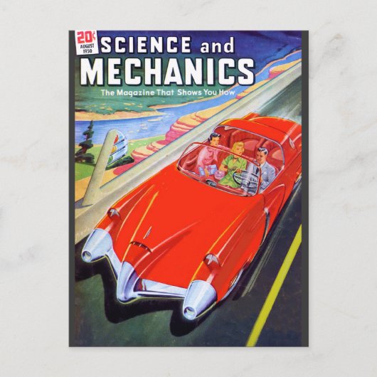 1950年の未来の車 ポストカード (正面)