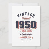 1950年の生まれヴィンテージ1950レトロ誕生日ギフト サンキューカード (正面)