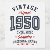 1950年の生まれ贈り物 ワインラベル (シングルラベル)