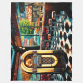 1950年の絵画ダイナージュークボックス フリースブランケット (正面)