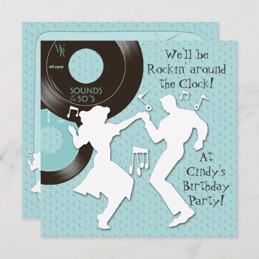 1950年の誕生日パーティーの招待状 招待状 (正面/裏面)