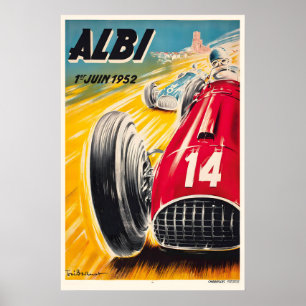 1950年アルビグランプリカーレース ヴィンテージ レーシング ポスター