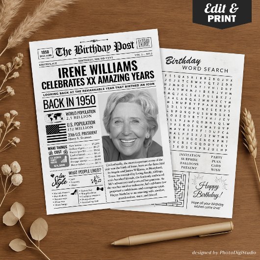 1950年カスタム新聞紙誕生日カード、トレンド シーズンカード