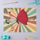 1950年クリスマスの女性の背景レトロ 薄葉紙 (クラフト)