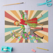 1950年クリスマスカップルとレトロ背景 薄葉紙 (クラフト)