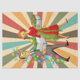 1950年クリスマスカップルとレトロ背景 薄葉紙