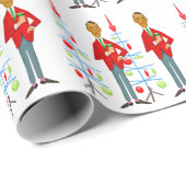 1950年クリスマスツリーとヴィンテージのクリスマスマン ラッピングペーパー (ロールコーナー)