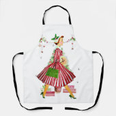 1950年クリスマスツリー付きクリスマスウーマン エプロン (正面)