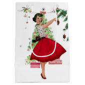 1950年クリスマスツリー付きクリスマスウーマン ミディアムペーパーバッグ (裏面)