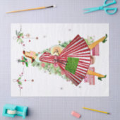 1950年クリスマスツリー付きクリスマスウーマン 薄葉紙 (クラフト)