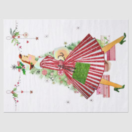 1950年クリスマスツリー付きクリスマスウーマン 薄葉紙