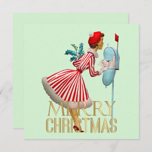 1950年クリスマスヴィンテージレディーメリークリスマス (正面/裏面)