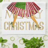 1950年クリスマスヴィンテージレディーメリークリスマス キッチンタオル (折り畳み)
