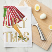 1950年クリスマスヴィンテージレディーメリークリスマス キッチンタオル (四つ折り)