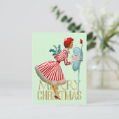 1950年クリスマスヴィンテージレディーメリークリスマス ポストカード (スタンド正面)