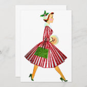 1950年クリスマス ヴィンテージ レディ 招待状 (正面/裏面)