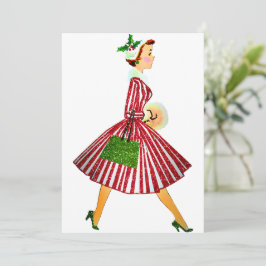 1950年クリスマス ヴィンテージ レディ 招待状