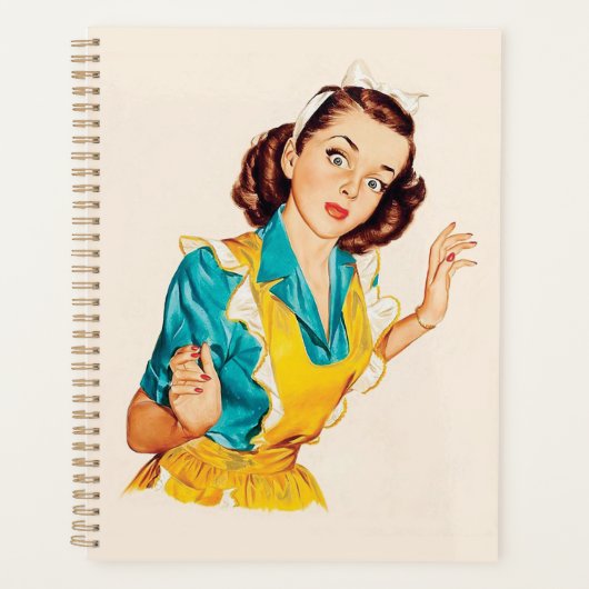 1950年ベーキングデー ビンテージのエプロン姿の女性 プランナー手帳 (正面)