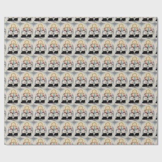 1950年モダン中世紀頃クリスマス少年時代 ラッピングペーパー (フラット)