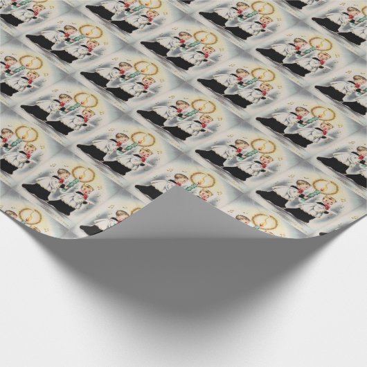 1950年モダン中世紀頃クリスマス少年時代 ラッピングペーパー (角)