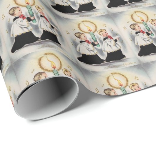 1950年モダン中世紀頃クリスマス少年時代 ラッピングペーパー (ロールコーナー)