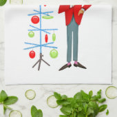 1950年ヴィンテージのクリスマスマンとマルティーニグラス キッチンタオル (折り畳み)